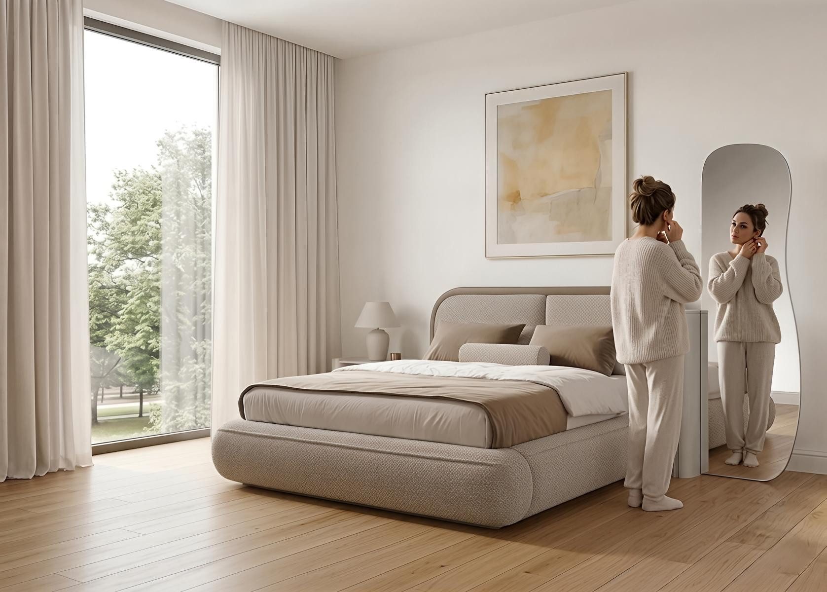 JVmoebel Dekospiegel Spiegel Modern Luxus Design gebogener Standspiegel Ganzkörperspiegel, Made in Europa