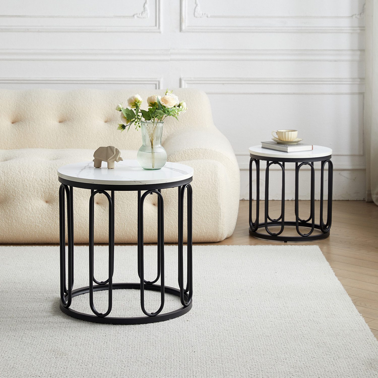 Fanttik Couchtisch Beistelltisch (2er Set), Rundes günstig online kaufen