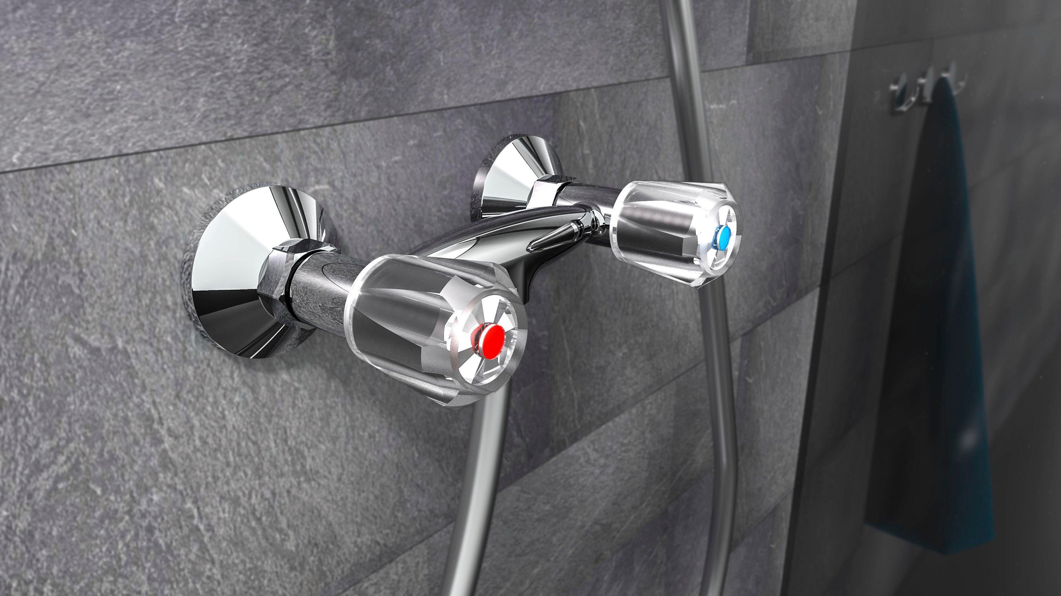Schütte Duscharmatur Savino Wasserhahn Bad, Zweigriffmischer, Mischbatterie Dusche in Chrom
