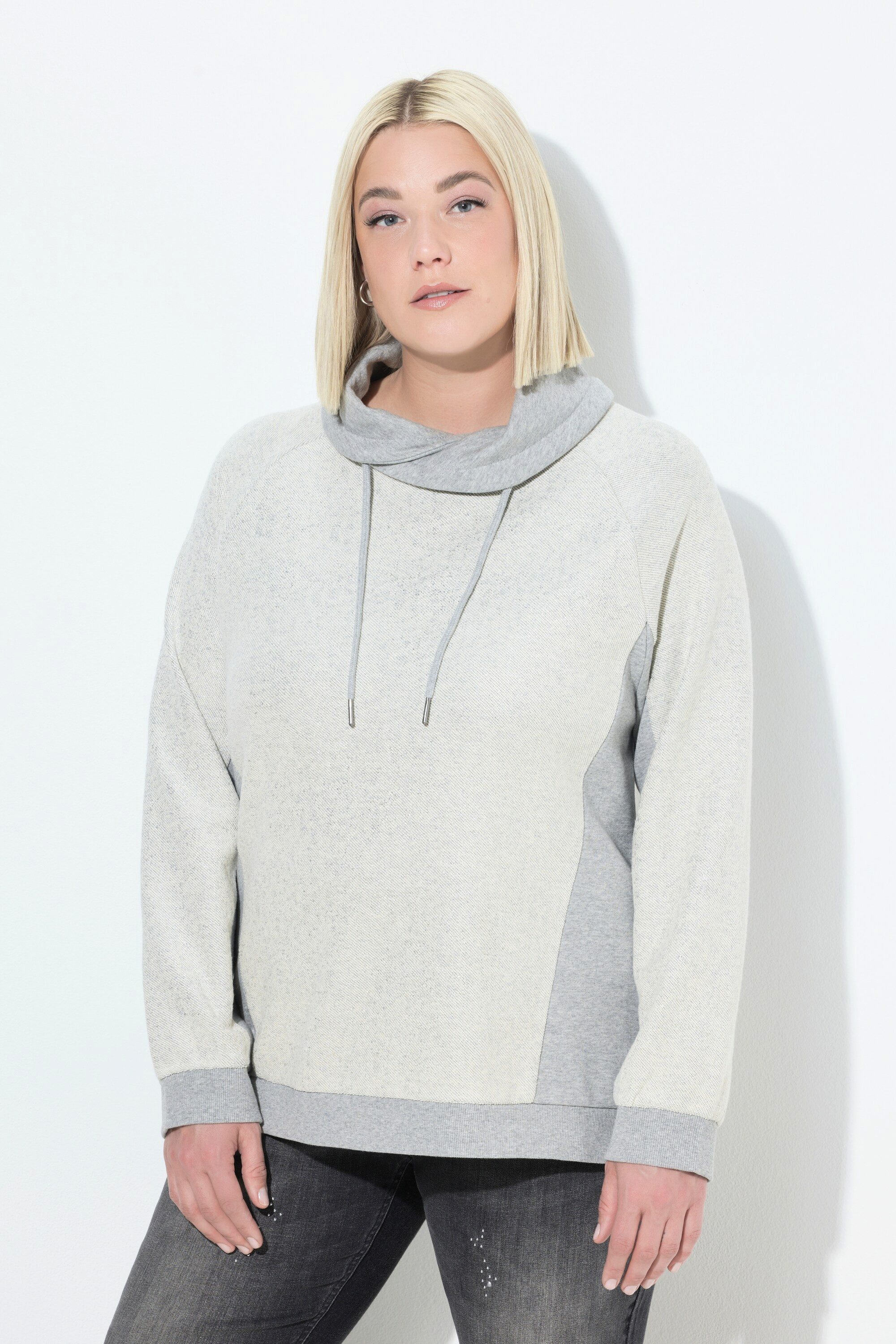 Ulla Popken Sweatshirt Sweatshirt Glitzereffekt Stehkragen Langarm günstig online kaufen