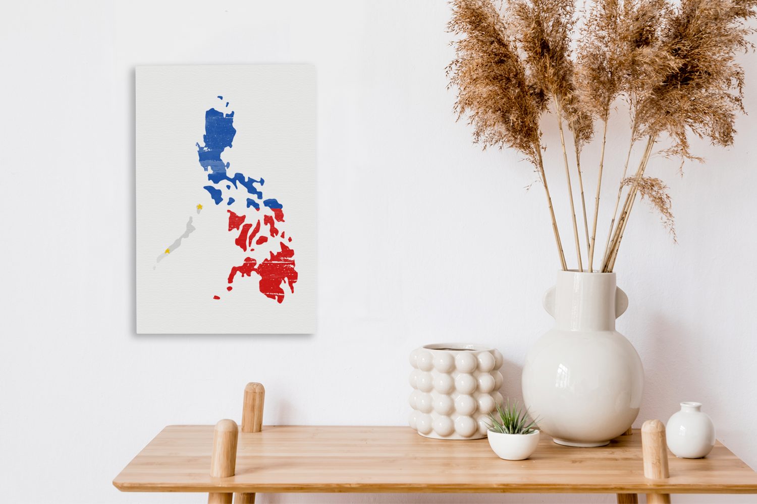 Flagge der St), mit inkl. Leinwandbild bespannt Philippinen, OneMillionCanvasses® Gemälde, (1 20x30 Karte Zackenaufhänger, Leinwandbild cm fertig