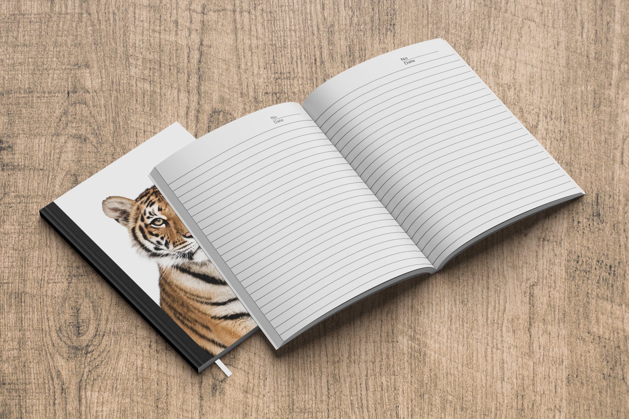Tagebuch, Merkzettel, A5, Journal, Seiten, Porträt - Weiß, Tiger 98 Notizheft, Haushaltsbuch MuchoWow Notizbuch -