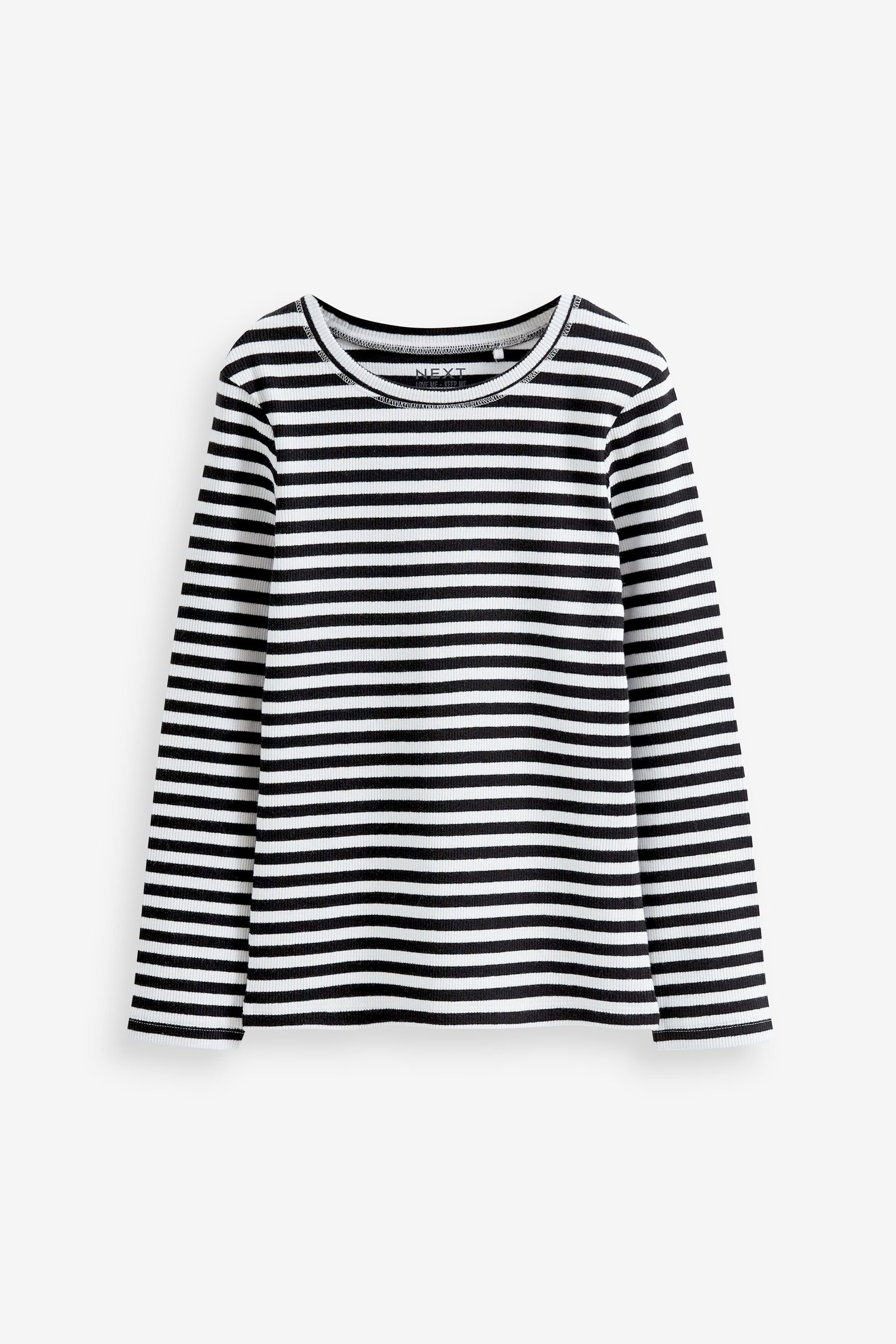 Next (1-tlg) Black/White Geripptes Langarmshirt Langarmshirt Stripe