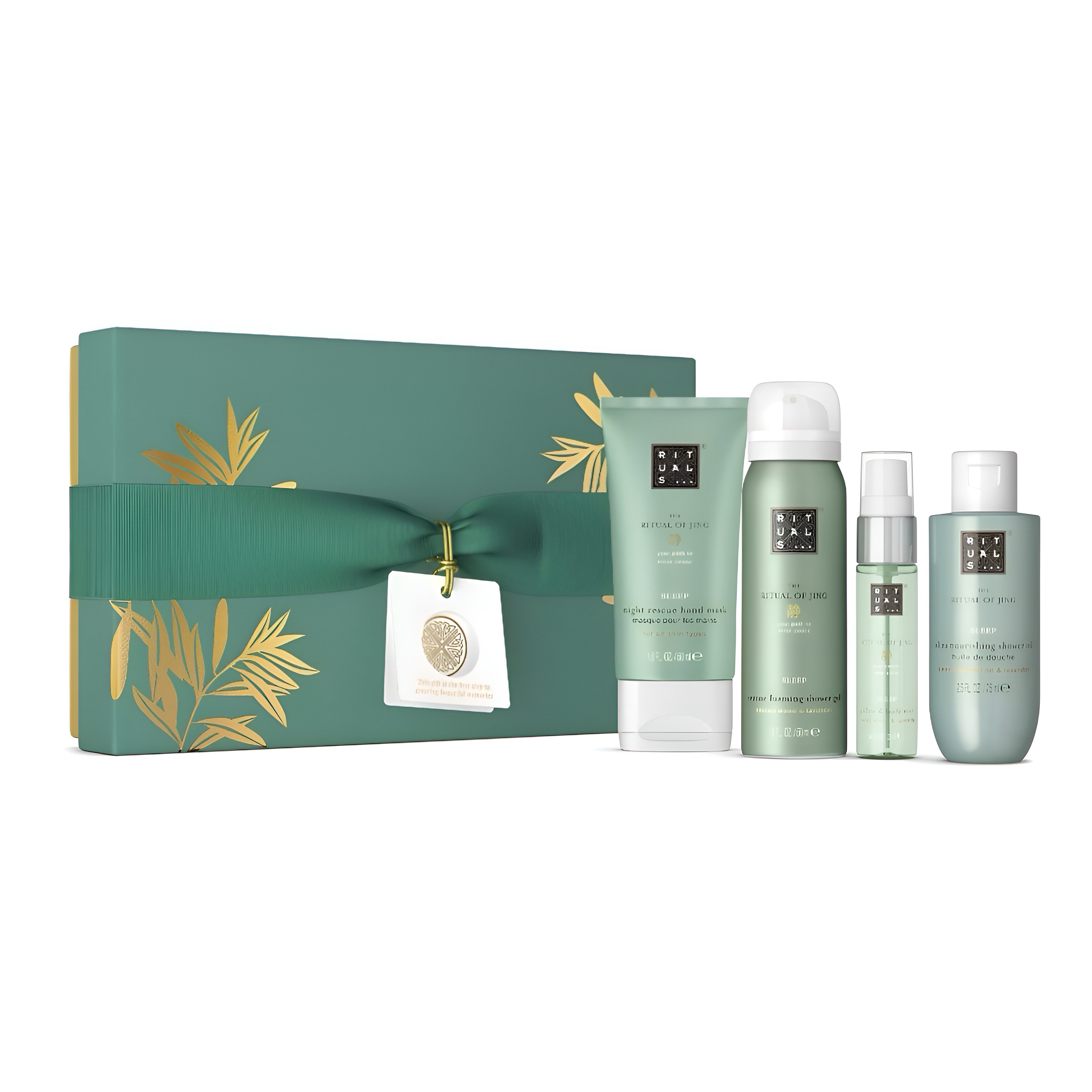 Rituals Pflege-Geschenkset The Ritual of Jing S Pflegebox für Damen & Herren Wellness Geschenkset, 4-tlg., Luxuriöses Entspannungsset mit Pflege, Öl und Pillow Mist