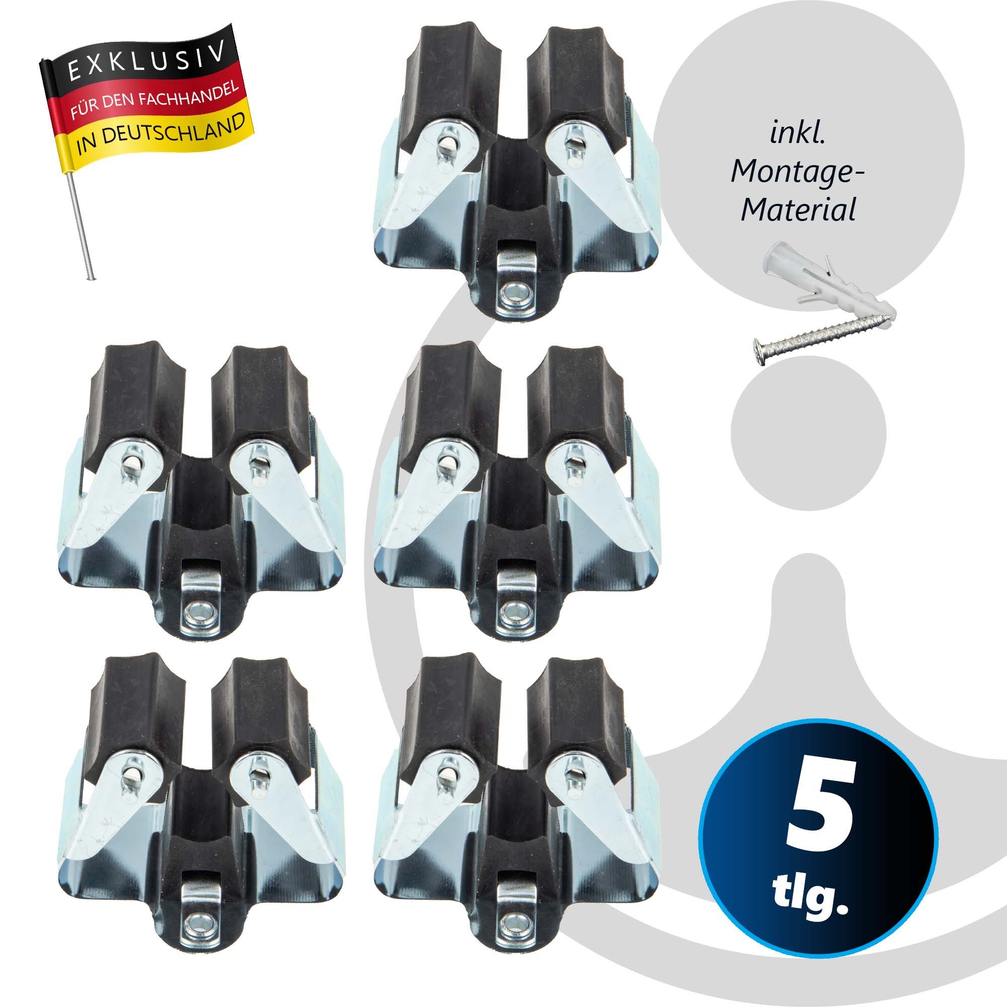 MASTERPROOF PROFESIONAL Wandhalterung Werkzeughalter, Gerätehalter, Besenhalter, 5-teilig, bis Ø 4 cm