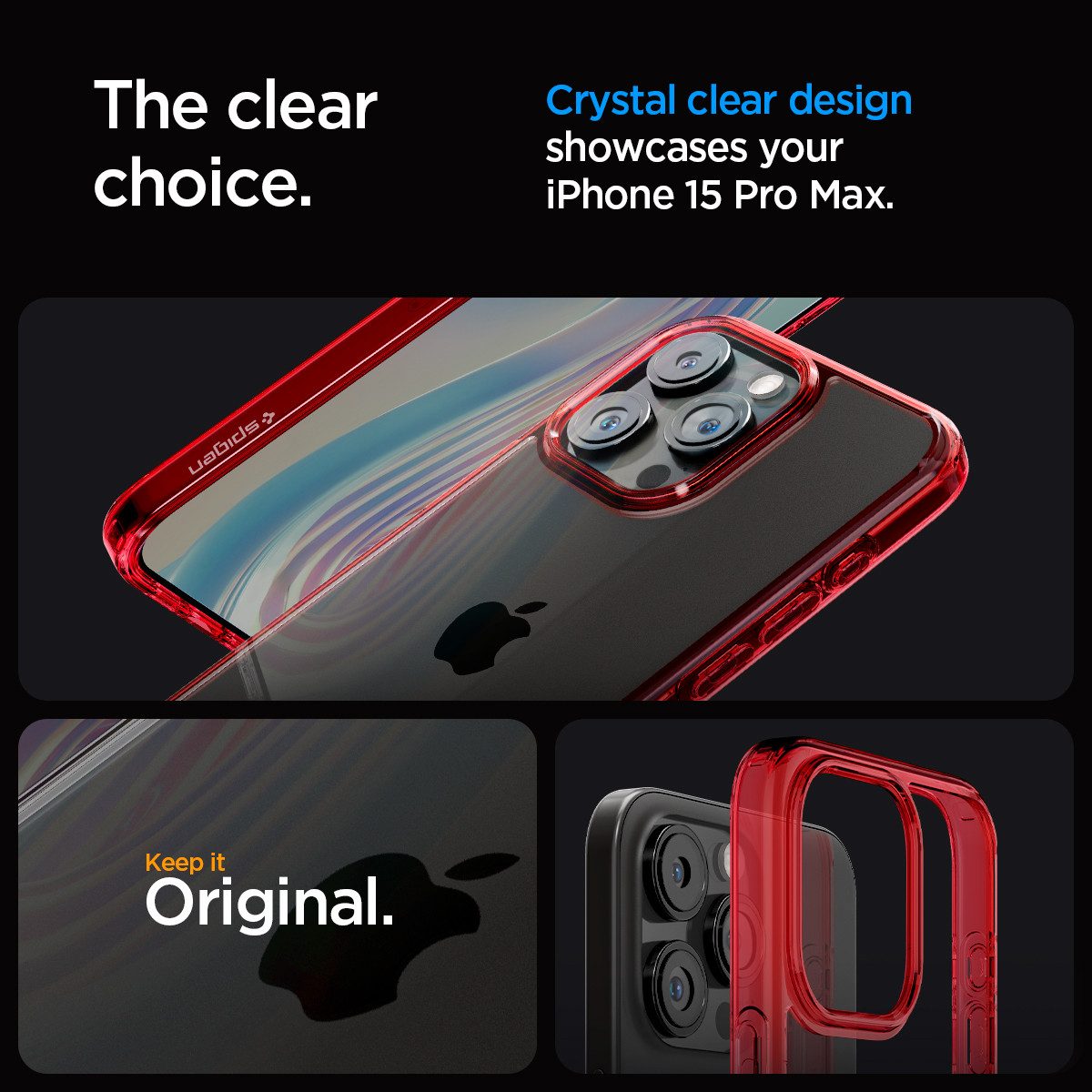 Spigen Smartphone-Hülle für iPhone 15 Pro Max Hülle Handyhülle Schutzhülle Robust Case, Mit Air Cushion Technology, Transparentes Design, Wireless Charging