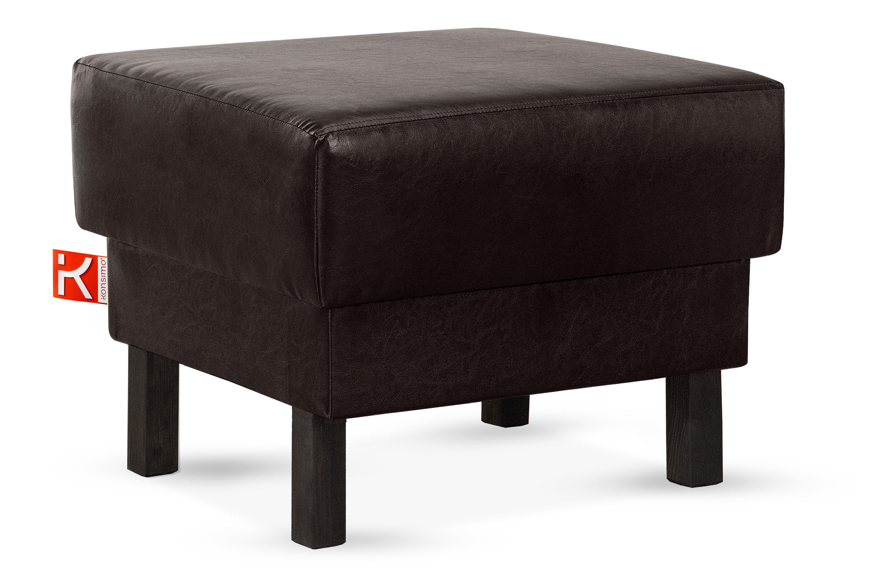 KONSIMO® Sitzhocker ESPECTO Pouffe Hocker, Kunstleder-Puffsessel, auf hohen Holzbeinen, mit Ablagefach