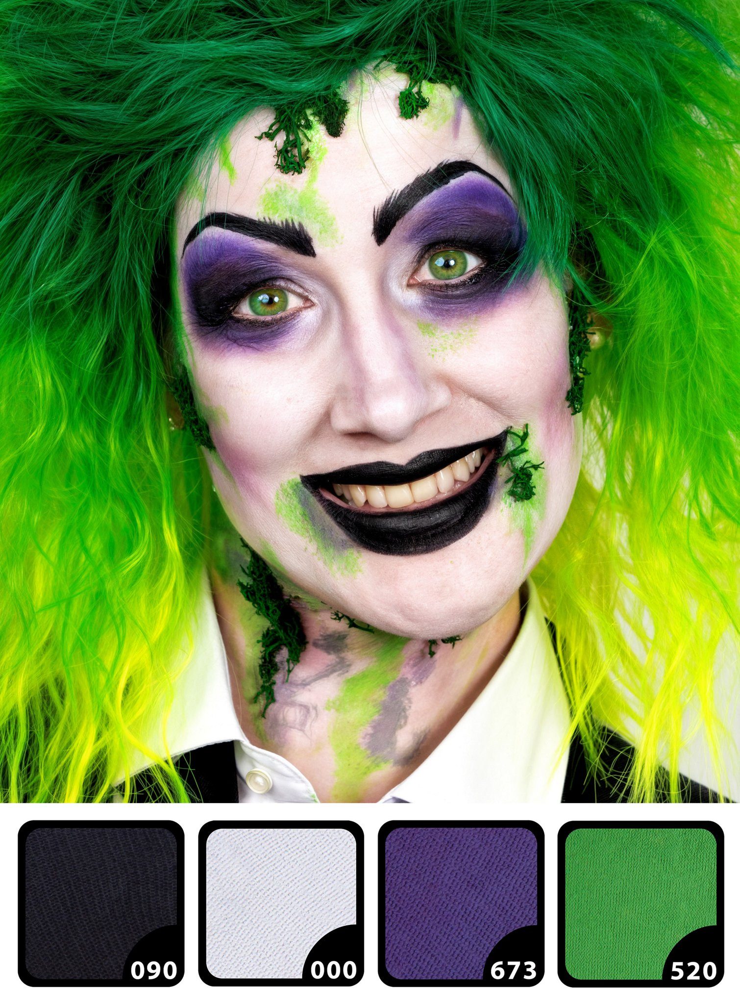 Maskworld Theaterschminke Make-up Set Beetlejuice, Halloween Schminkset mit optimal aufeinander abgestimmten Komponenten
