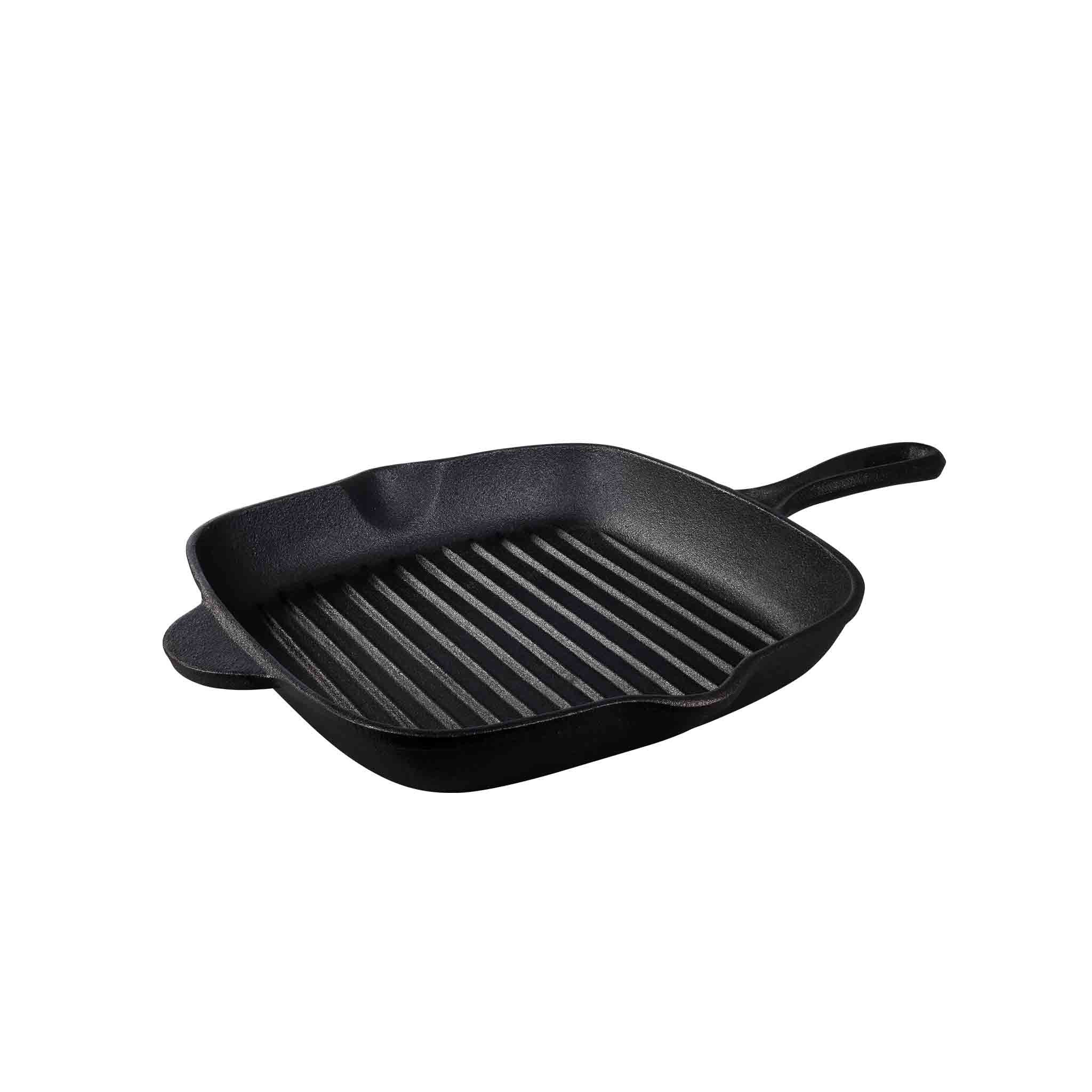 Tramontina Grillpfanne BLACK Gusseisen, optimale Wärmeleitung, markante Röststreifen, Gusseisen (1-tlg), für Induktion, Grill, BBQ, Pre-Seasoned