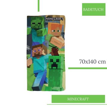 MTOnlinehandel Badetuch Minecraft Game 70x140 cm, 100 % Baumwolle, Baumwolle (1-St), offiziell lizenziertes Bade- / Strandtuch für Gaming Fans