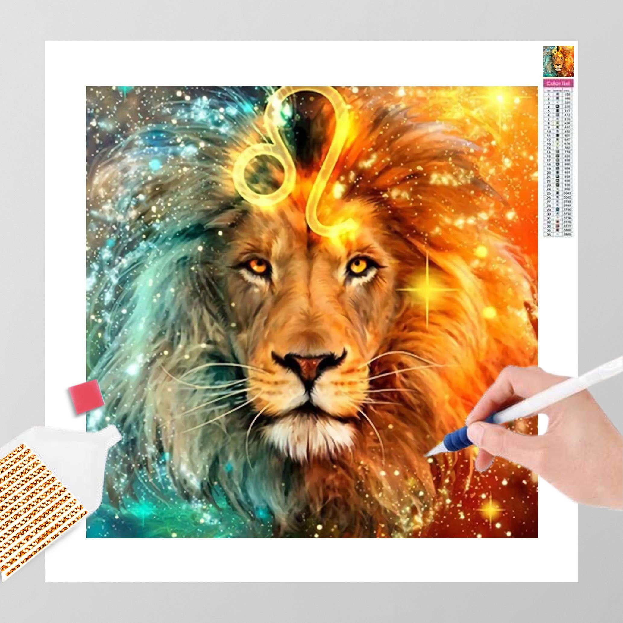 Kreativset GOLDEN Diamond Painting zubehör bilder Weihnachten( Löwe) 