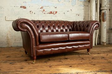 JVmoebel Chesterfield-Sofa Chesterfield Sofa 2 Sitzer Sofa Ledersofa Couchen 100% Leder Sofort, Made in Europe