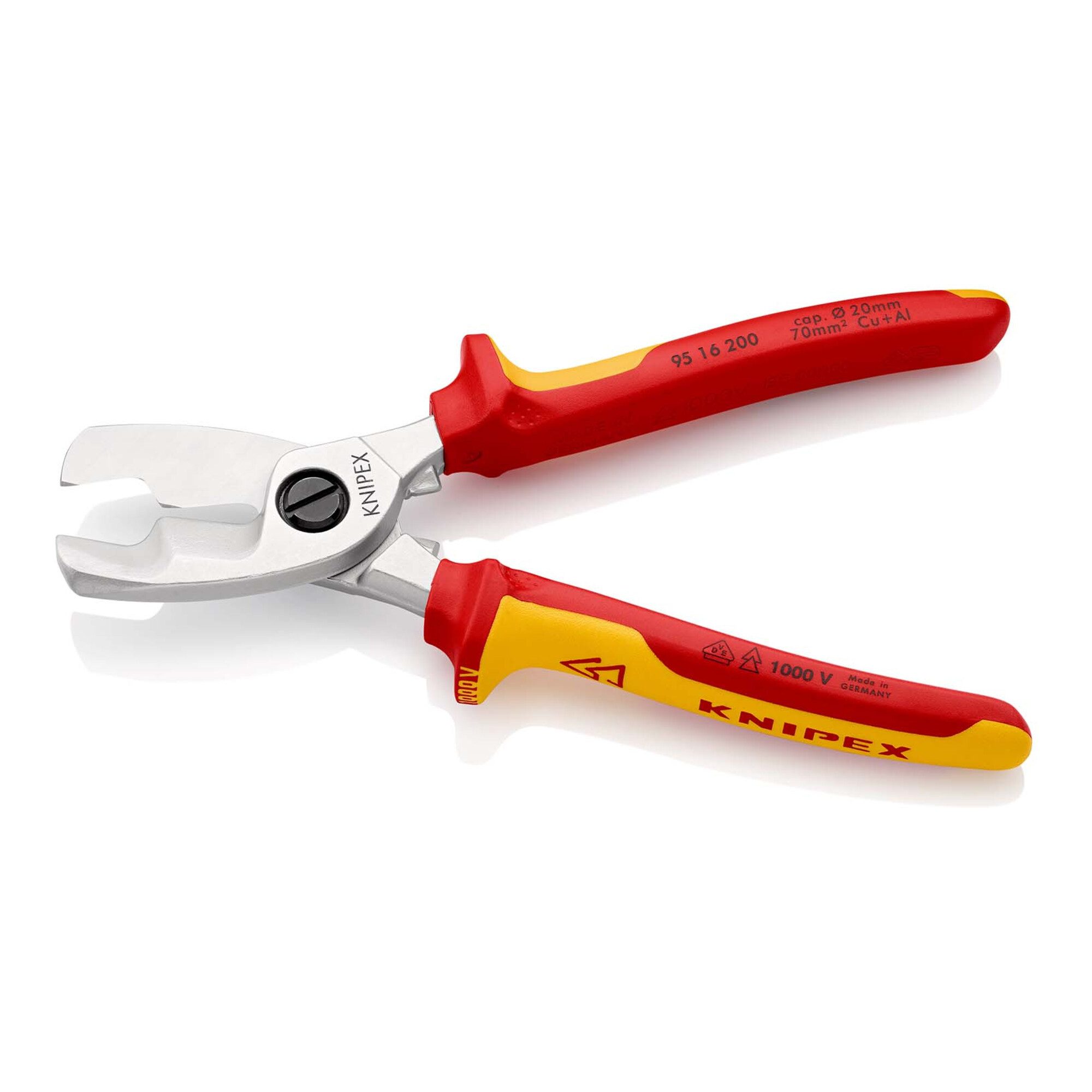 Knipex Kabelschere KNIPEX 95 16 200 Kabelschere mit Doppelschneide isoliert mit
