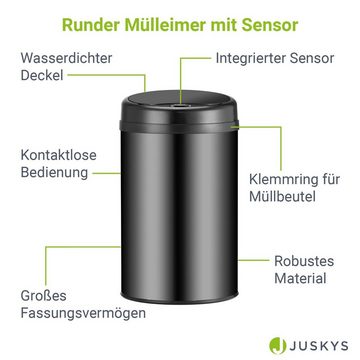 Juskys Mülleimer, 30 L Volumen, mit Sensor, geräuscharmes Öffnen / Schließen, rostfrei