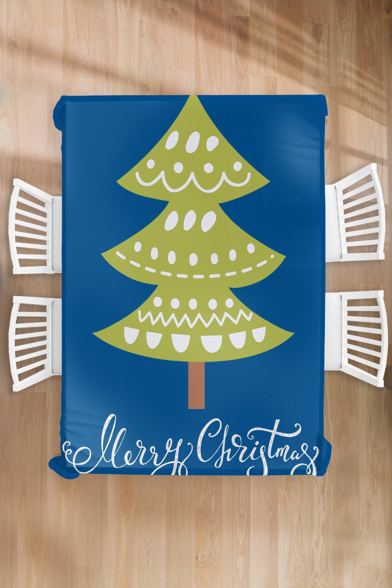 MuchoWow Tischdecke Weihnachtsbaum - Weihnachten - Zitate - Frohe Weihnachten - Tannenbaum, Gartentischdecke und indoor, Wetterfest, Abwaschbar, 150x220 cm
