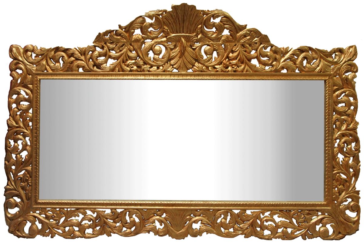 Casa Padrino Barockspiegel Barock Wandspiegel Gold 290 x H. 160 cm - Handgeschnitzter Garderoben Spiegel - Barock Möbel