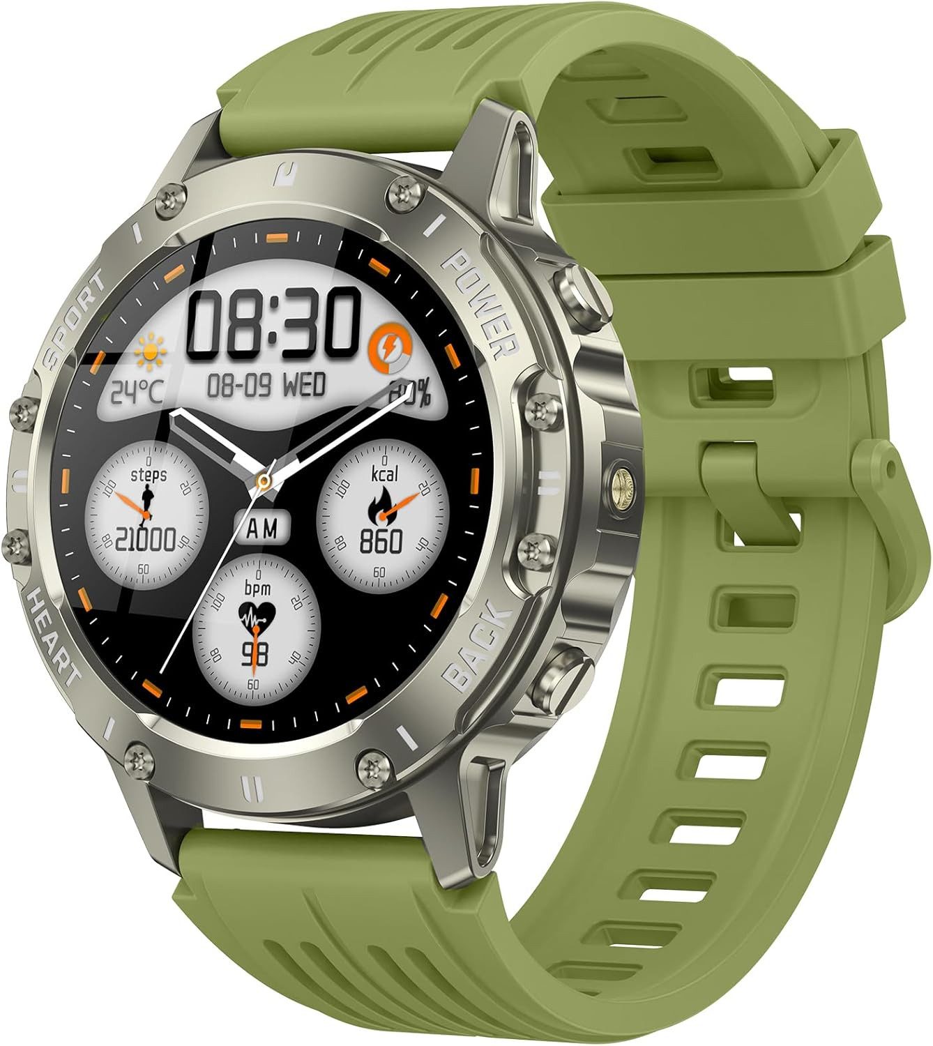 TIMU S81 Smartwatch (3,5 cm, android ios), Smartwatch Herren mit 1.39 Zoll Display Bluetooth Sportmodi Anrufe