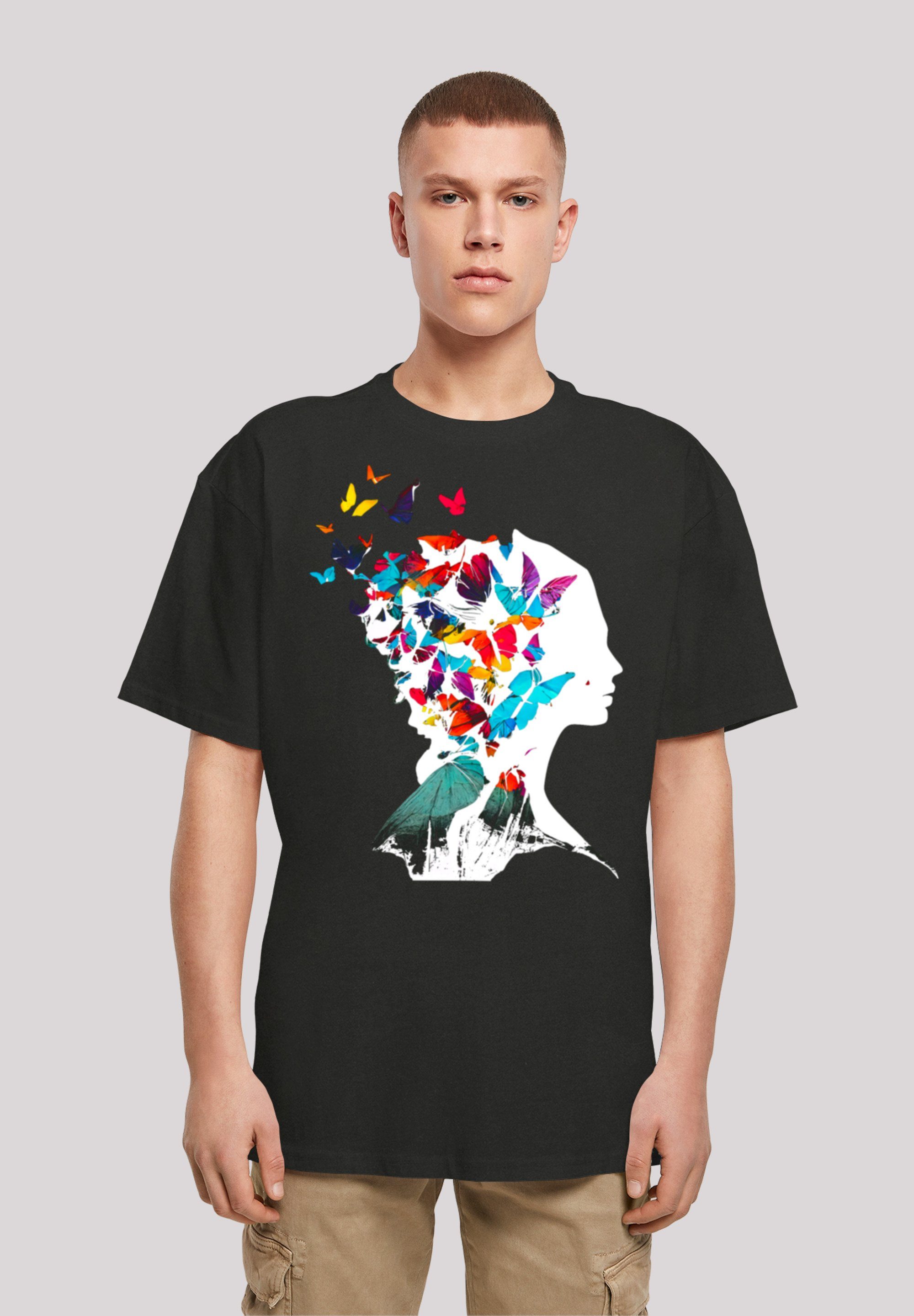F4NT4STIC T-Shirt Schmetterling Silhouette OVERSIZE TEE Print schwarz