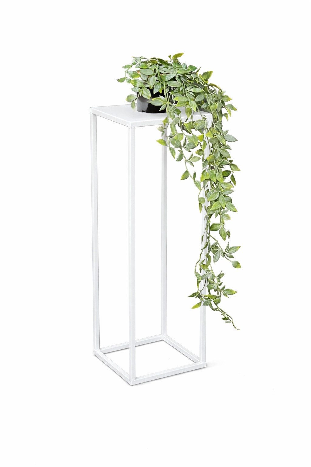 DanDiBo Blumenhocker Metall Weiß Eckig 50 - 70 cm Blumenständer