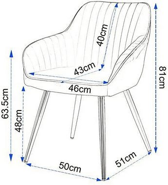 EUGAD Polsterstuhl (1 St), Metallbeine und Samtbezug, bis 120 kg belastbar