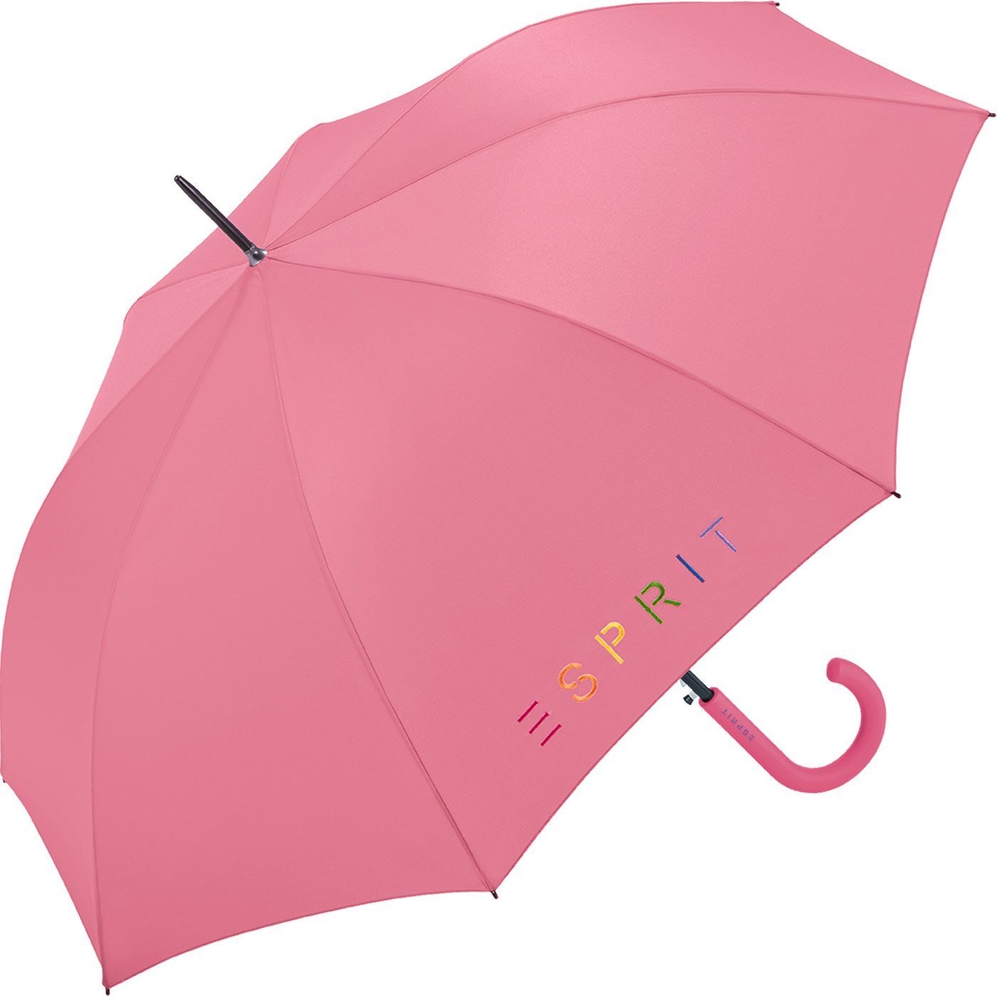 Esprit Stockregenschirm Damen-Regenschirm Colorful Logo, bunt bedruckt mit Esprit-Schriftzug