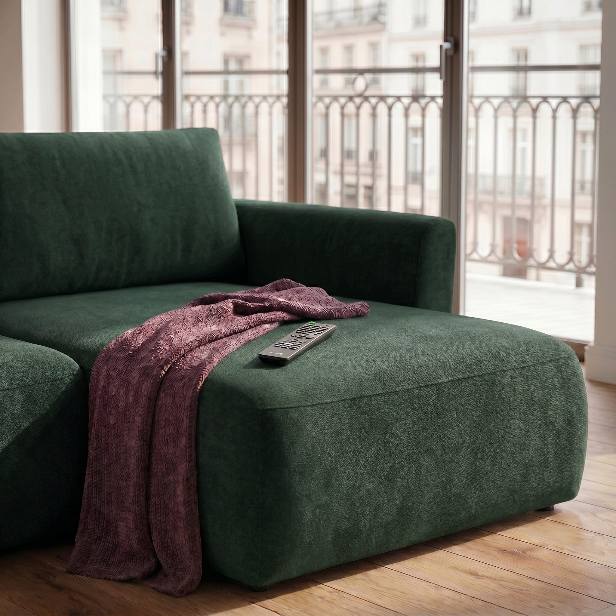 Muffo Ecksofa Bella mit Schlaffunktion Easy-Clean, mit Schlaffunktion und Bettkasten 230x165 cm, mit Armlehnen und Stauraum