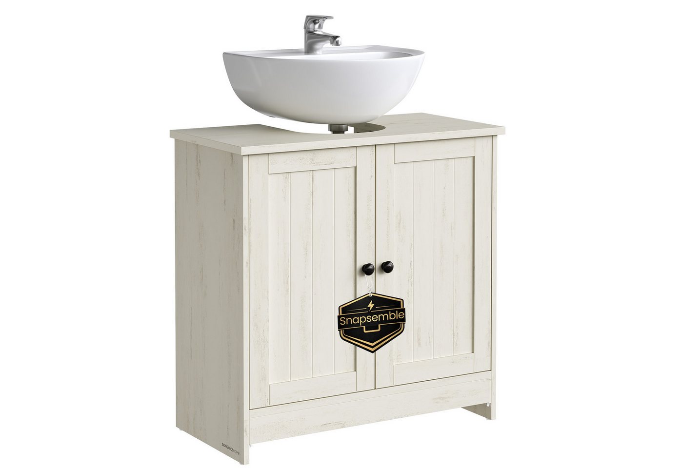 SONGMICS HOME Waschbeckenunterschrank Badezimmerschrank Snapsemble – superschnelle Montage, verstellbare Ablage, Breite 60 cm