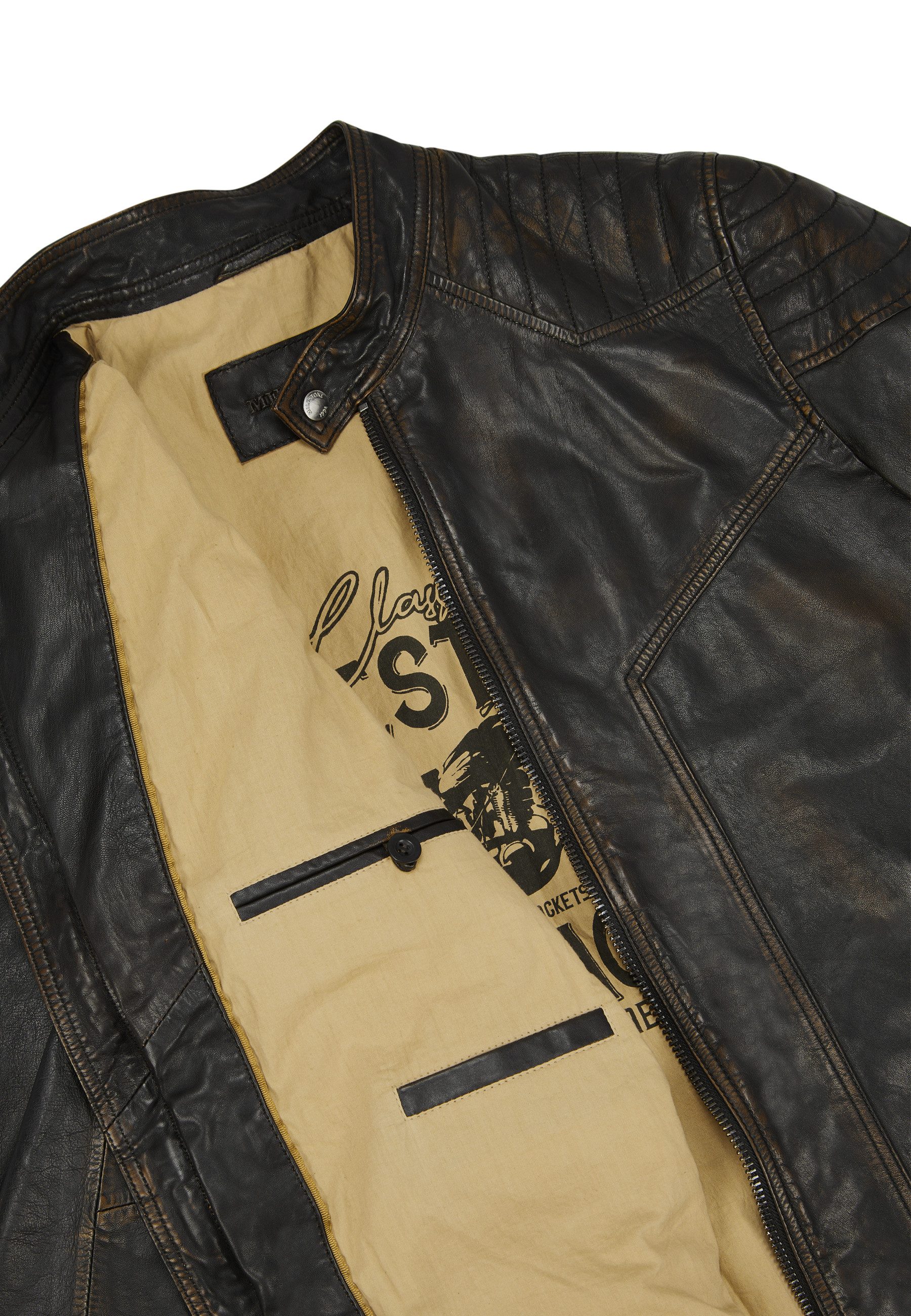 Milestone Lederjacke MSArlington Herren Bikerjacke Jacke Leder