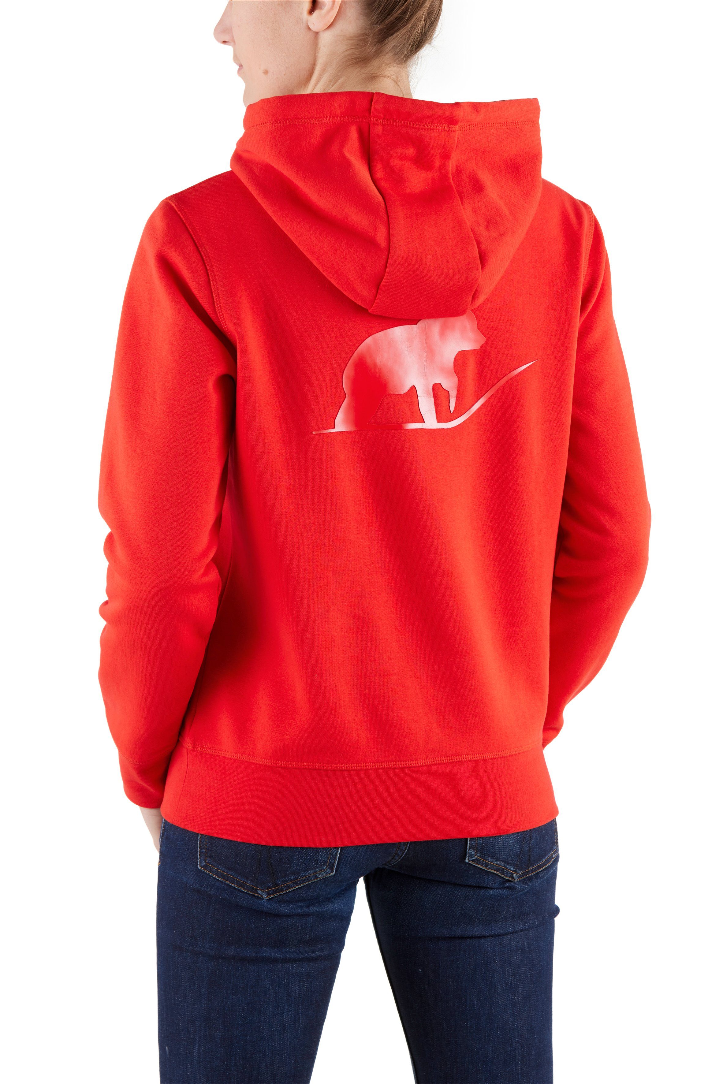 Northern Country Hoodie für Sweatware, Fiery Kängurutasche Weiche Damen, mit Red