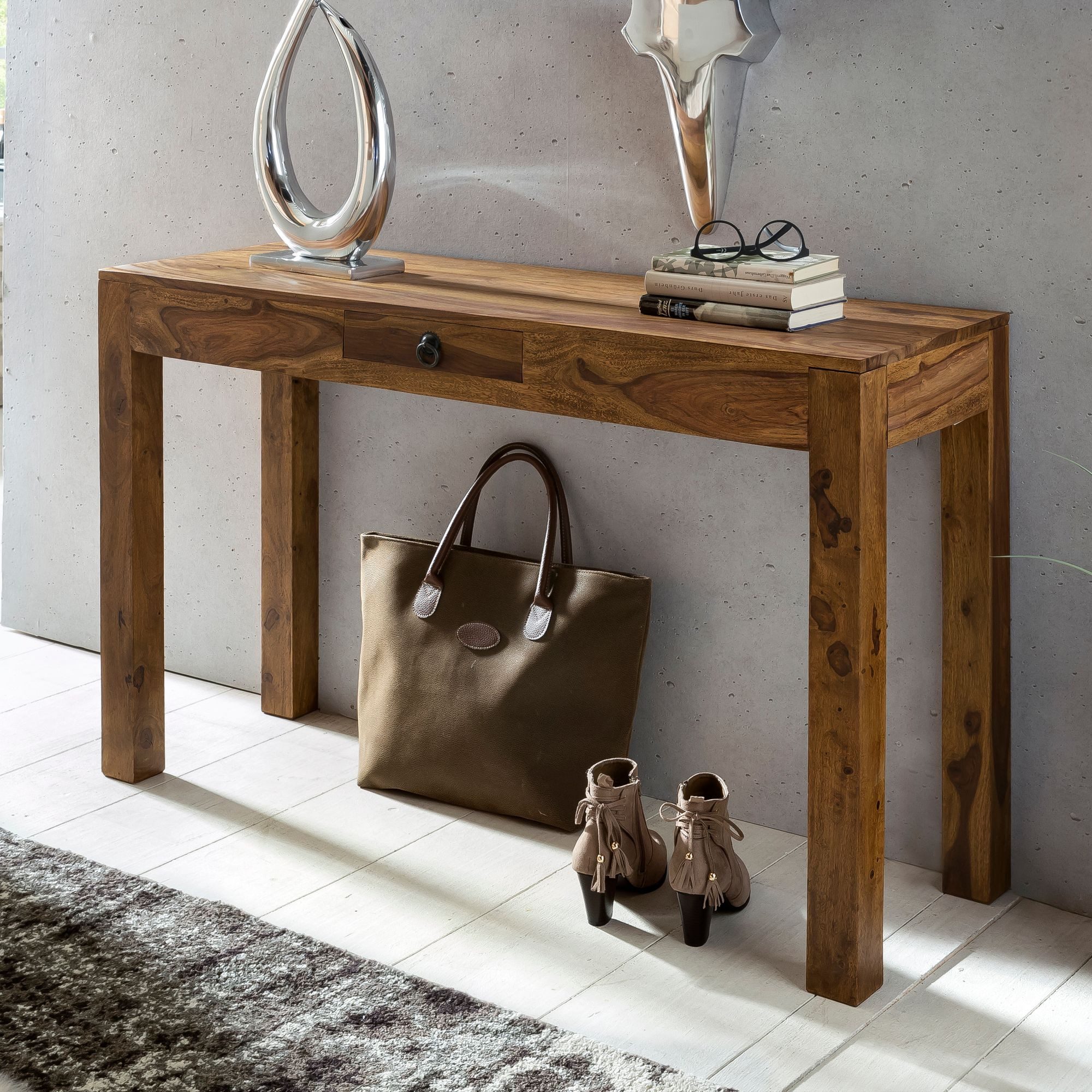 FINEBUY Konsolentisch SuVa1177_1 (Massivholz 120x70x40 cm günstig online kaufen