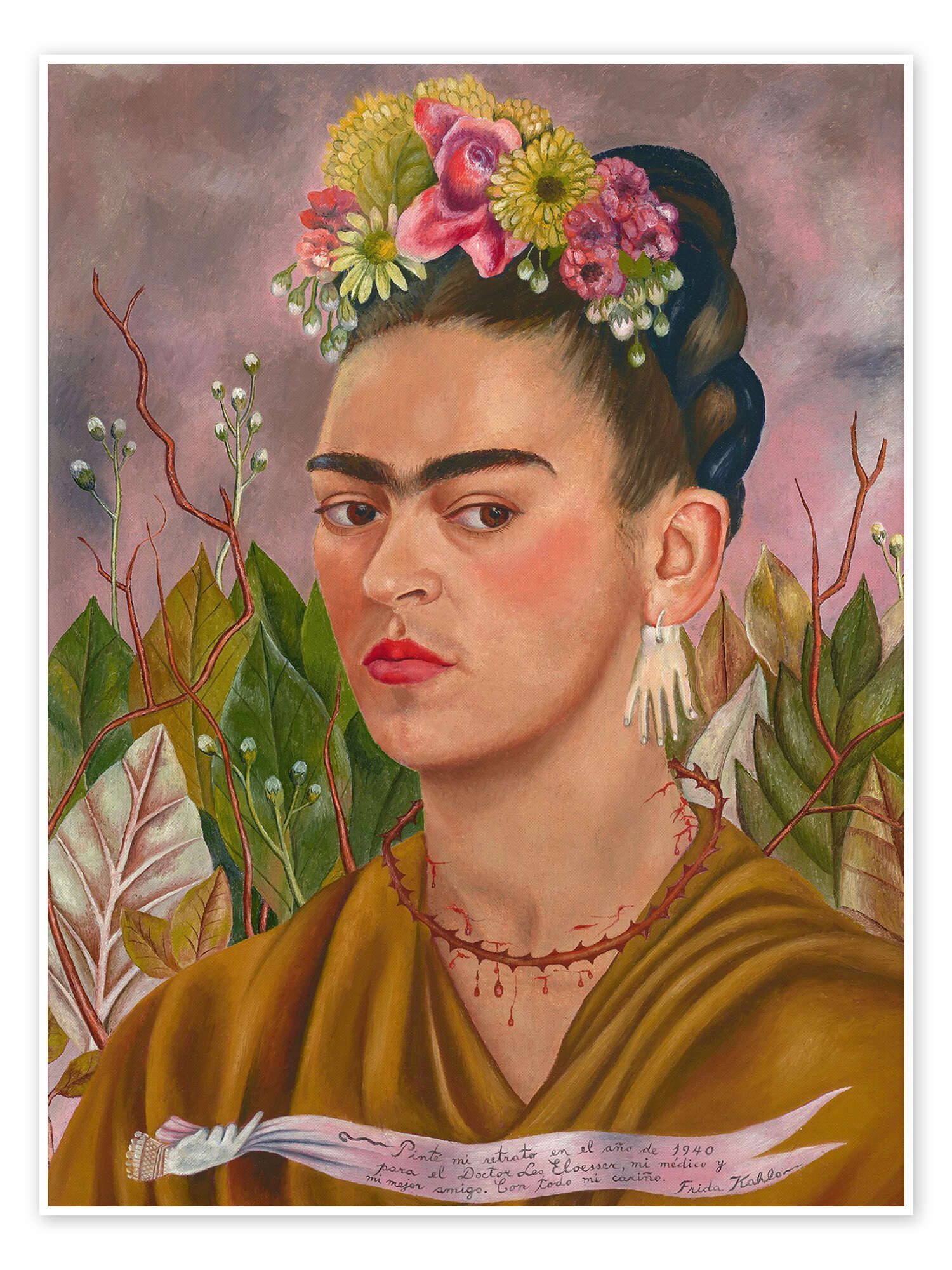 Posterlounge Wandbild Selbstbildnis, Dr. Eloesser gewidmet, Frida Kahlo, erhältlich als Poster, Leinwandbild, Wandsticker oder Acrylglasbild
