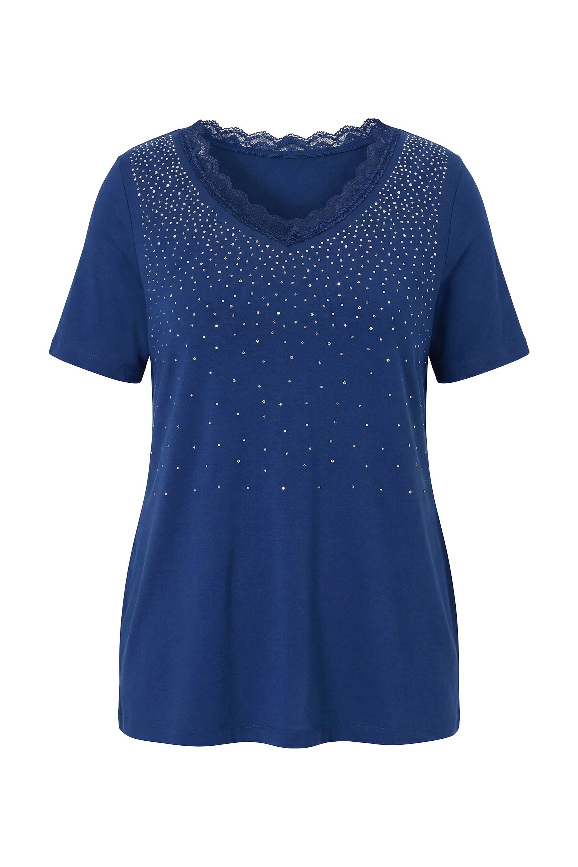 T-Shirt T-Shirt bequeme Passform Glitzersteinchen-Verlauf