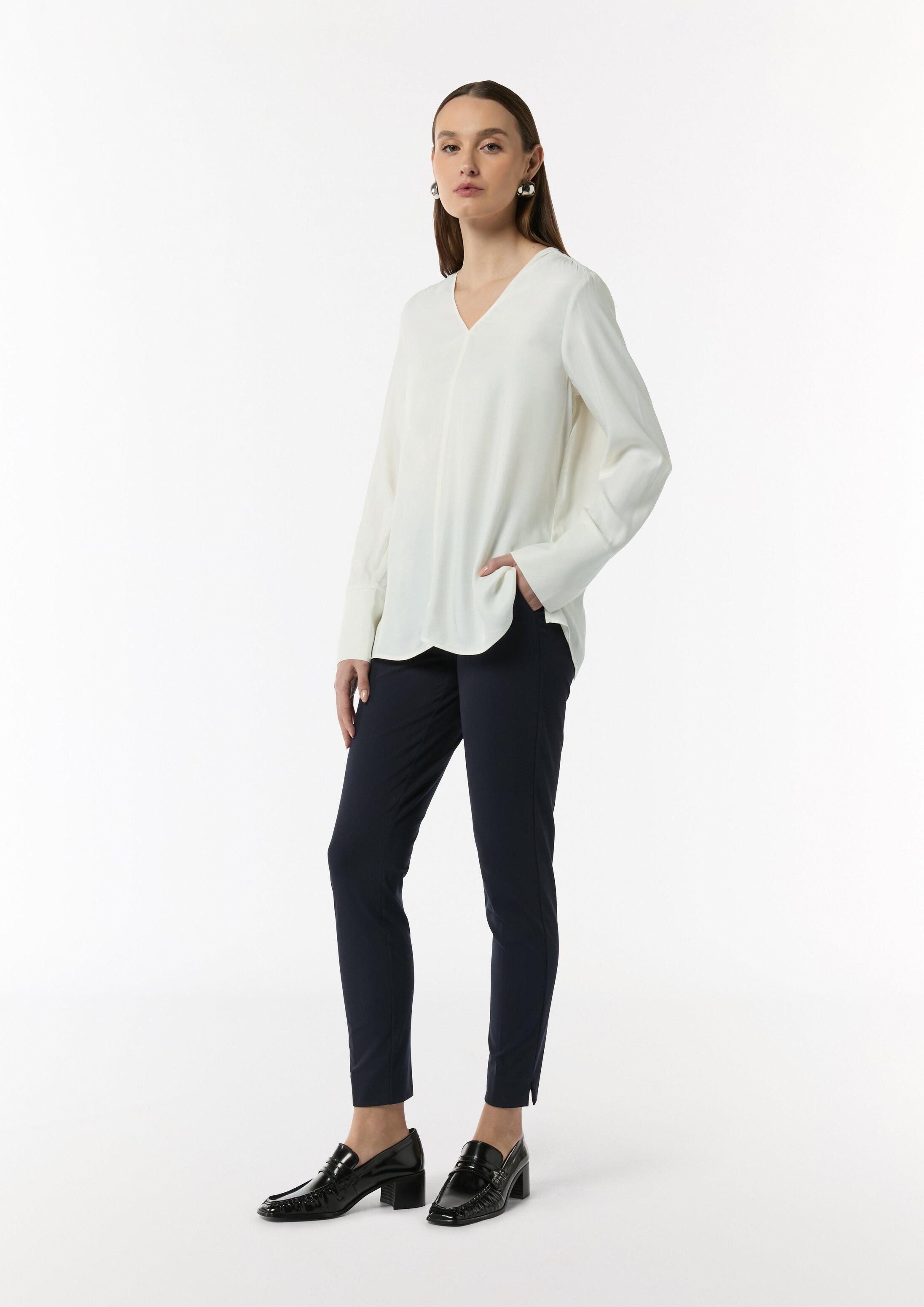 comma Langarmbluse Bluse Viskosebluse mit V-Ausschnitt