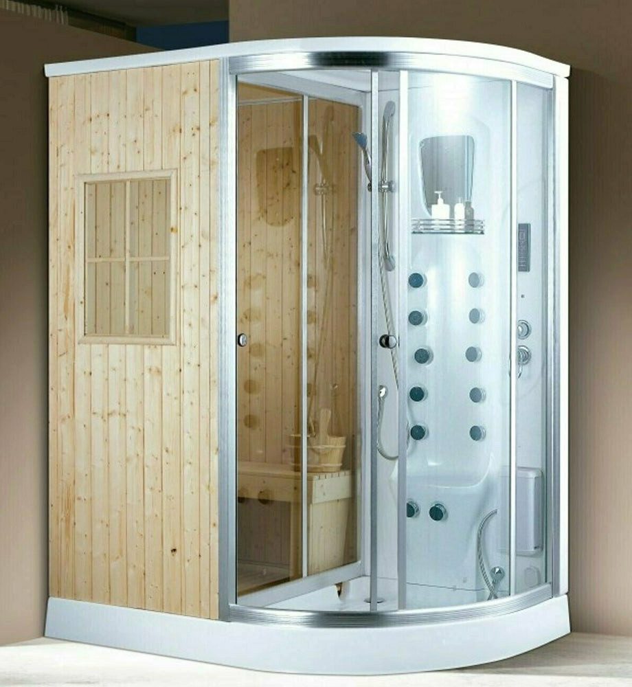 Thumbnail - DEKO VERTRIEB BAYERN Infrarotkabine XXL Luxus LED Dampfdusche + finnische Sauna Kombi 170 x 100cm Tropenbr