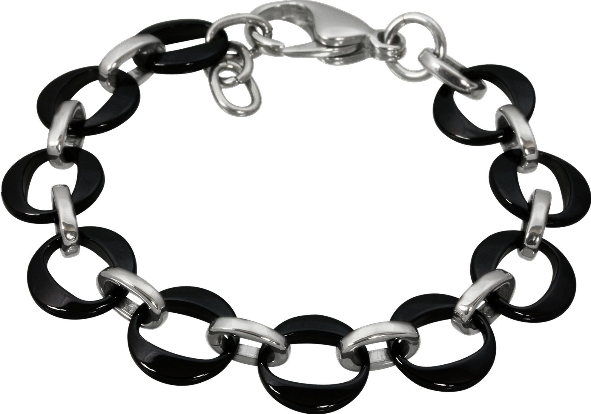 Amello Armband Edelstahl Damen Ringe Zwischengliedern schwarz in da kürzer den Amello Steel), silber möglich, auch (Armband), einhängbar (Stainless Armbänder Besonderheiten: für Edelstahlarmband