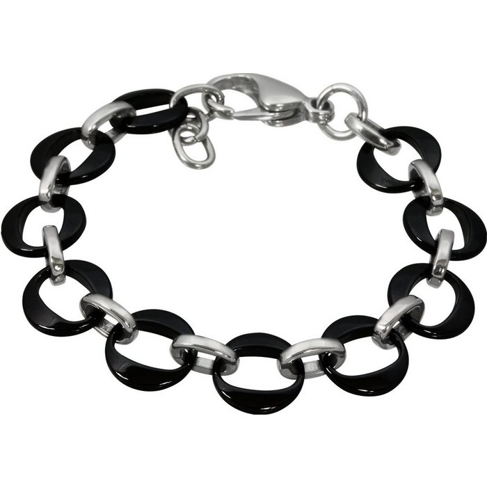 Amello Edelstahlarmband Amello Ringe Armband silber schwarz (Armband) Armbänder für Damen Edelstahl (Stainless Steel)