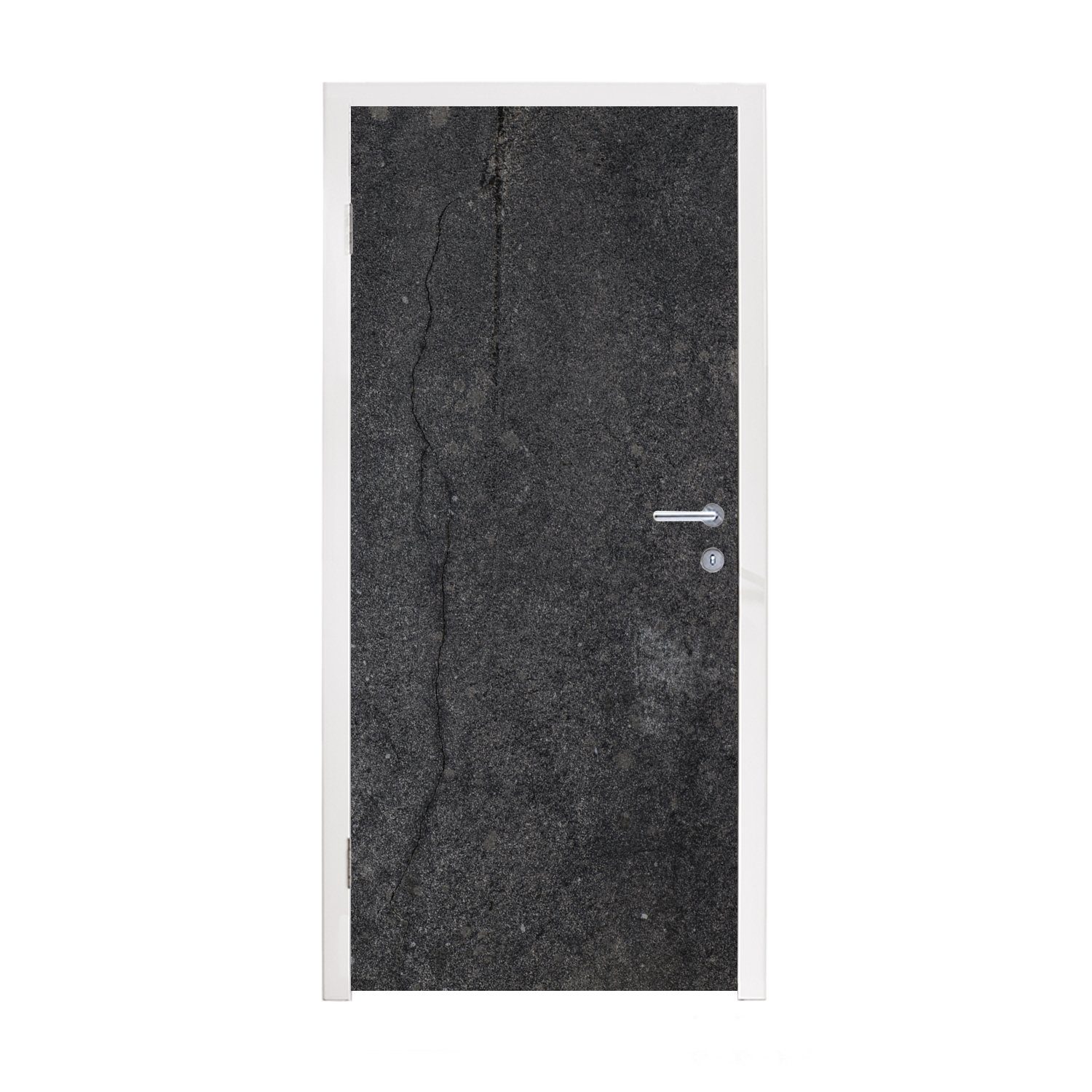 MuchoWow Türtapete Beton - Schwarz - Grau - Rustikal - Industriell, Matt, bedruckt, (1 St), Fototapete für Tür, Türaufkleber, 75x205 cm