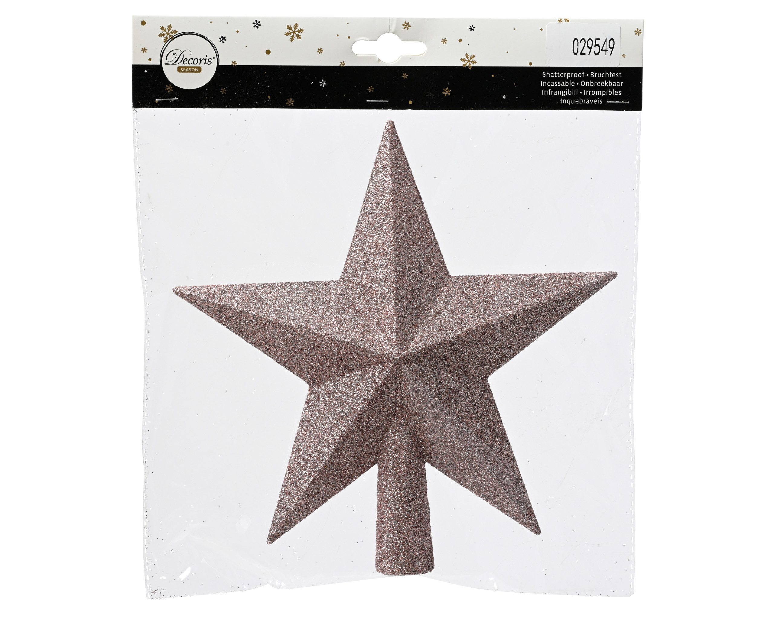 Kaemingk Christbaumspitze, Christbaumspitze Stern mit Glitzer 19cm Kunststoff, rosa