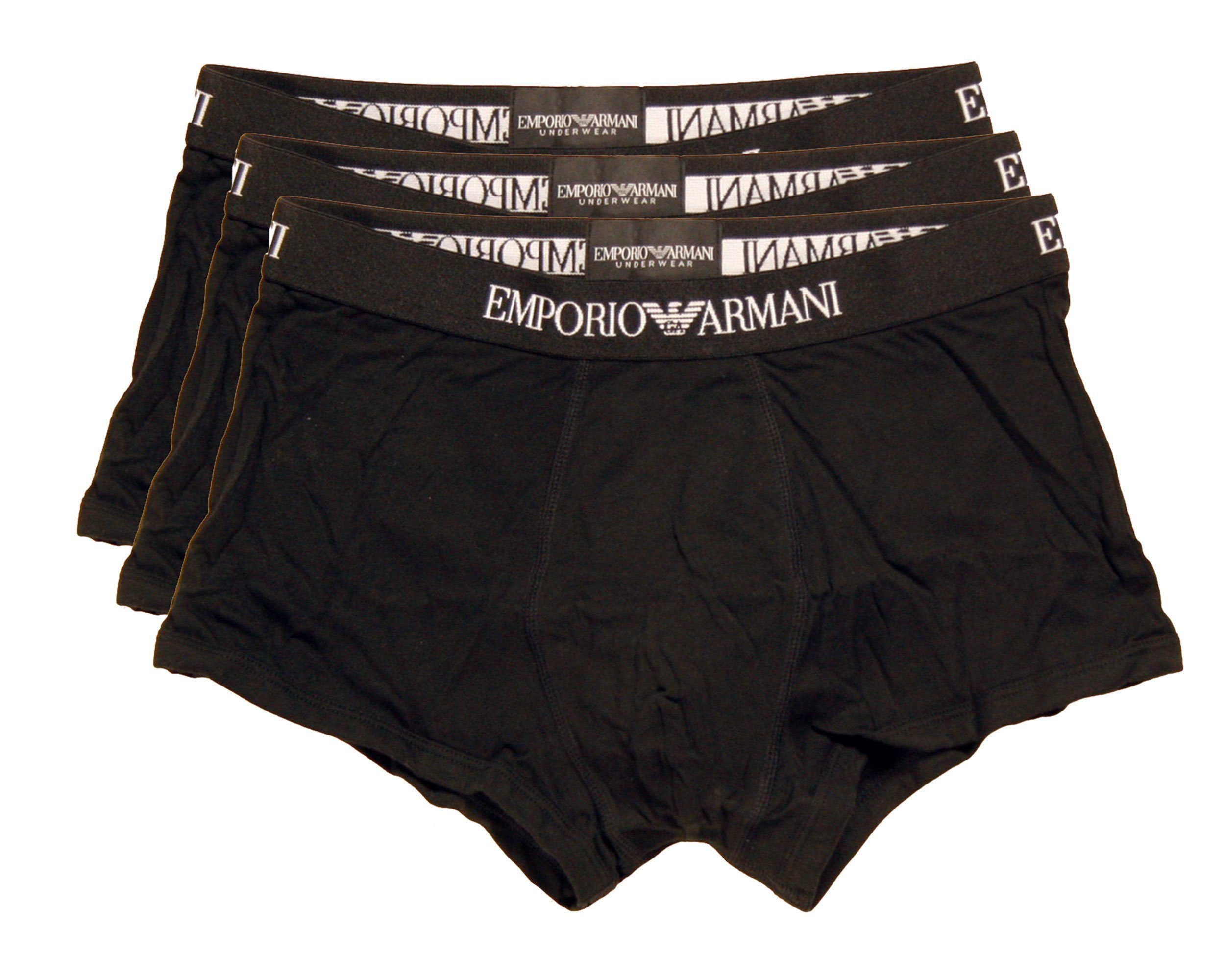 Emporio Armani Trunk (21320) CC722 Short Bein 3er-Pack, Pure (Vorteilspack, Schwarz Cotton Herren 6er-Pack) Cotton Pure Unterhose 3-St., kurzes Boxer