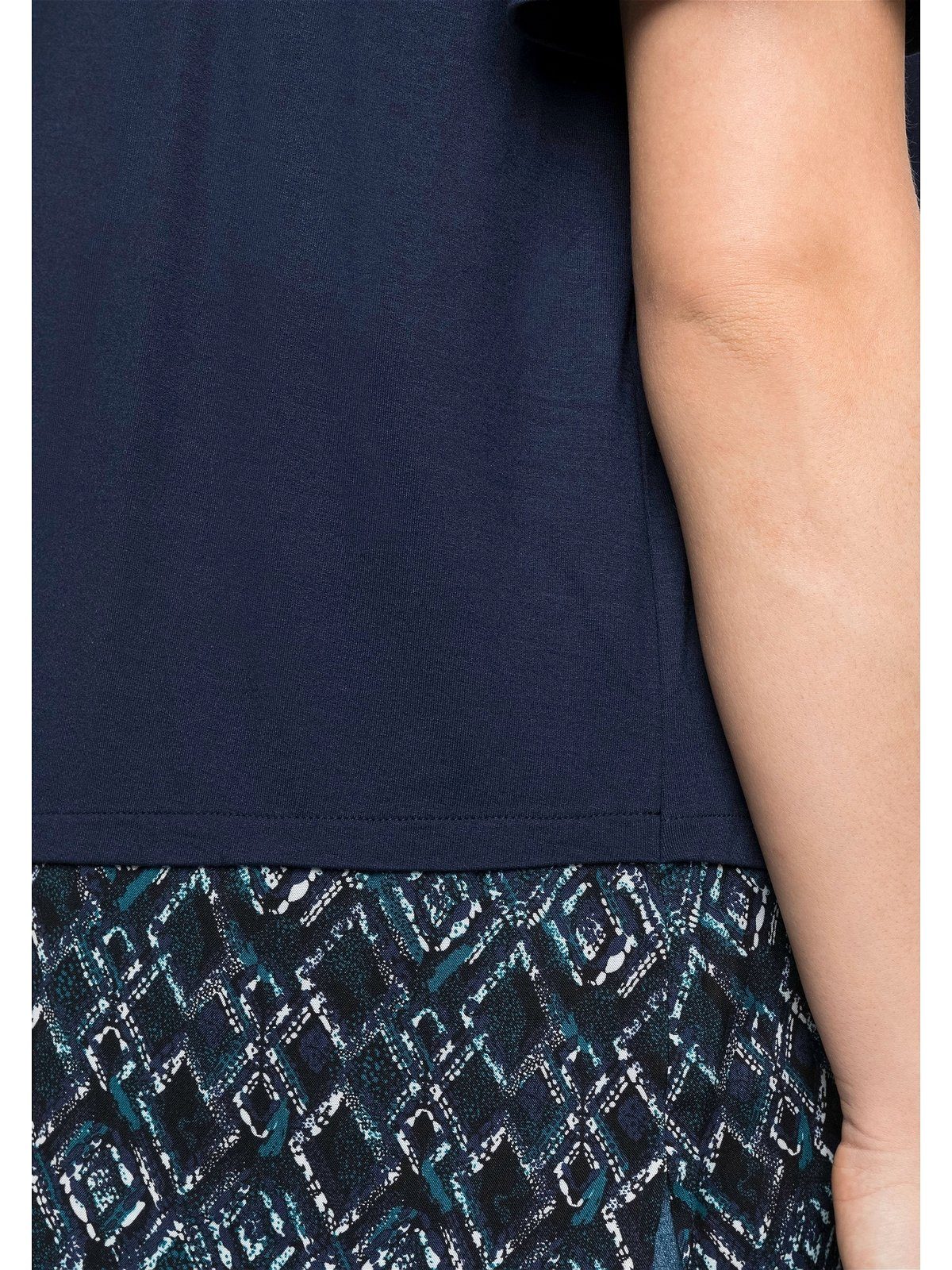 Damen Shirts Sheego Longshirt T-Shirt mit V-Ausschnitt, im Lagenlook