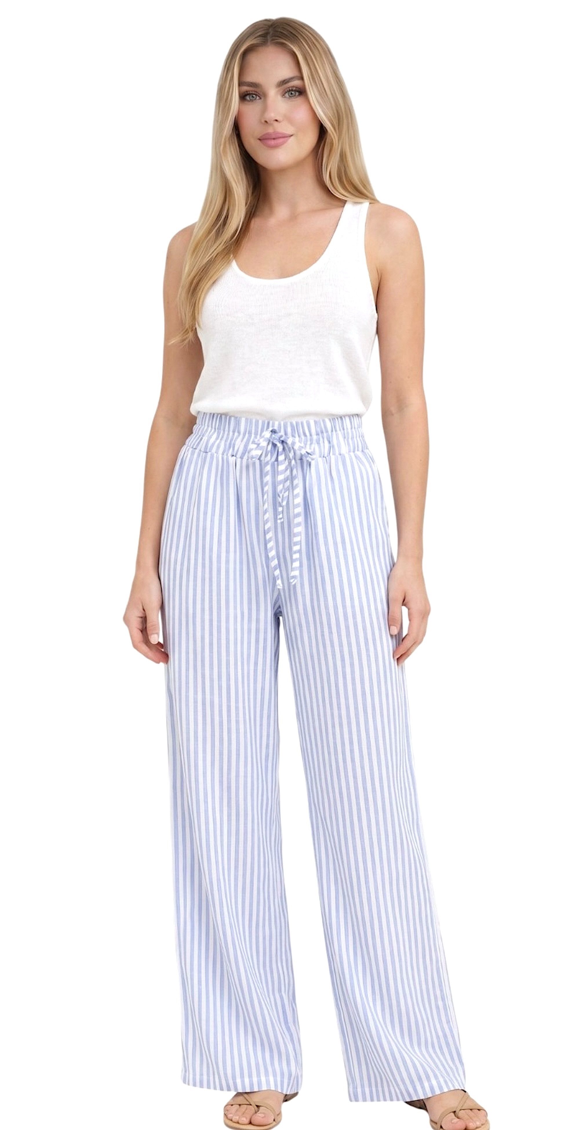 Worldclassca Stoffhose Worldclassca Stoffhose mit Streifen Gestreift Freizeit Sommerhose Neue Kollektion - Stilvolle und gemütliche Sommer Mode für Damen
