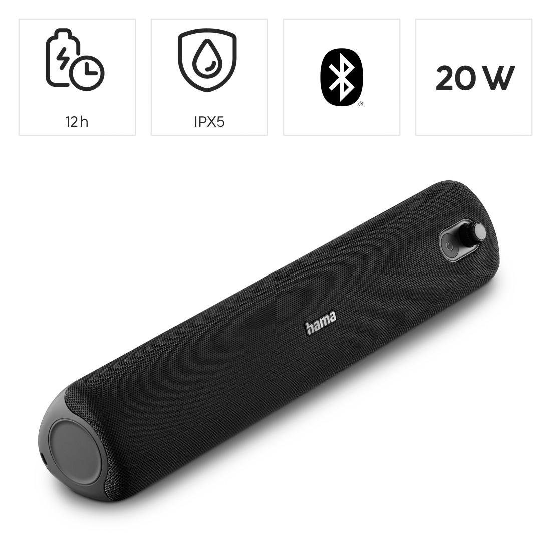 Hama Tragbarer Klinke, Bluetooth-Lautsprecher (wasserdicht) (Bluetooth, wasserdicht Bluetooth-Lautsprecher 20W)