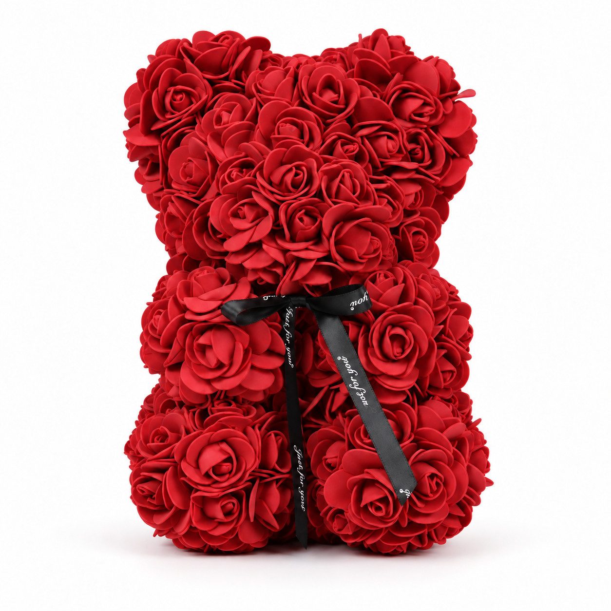Kunstblume Rosenbär, Valentinstagsgeschenk, Ewige Rosen Figur Kunstrosen, NEXORA, Rosenbär aus ewigen Rosen, Höhe 25cm, Valentinstag Rosen, Jahrestag