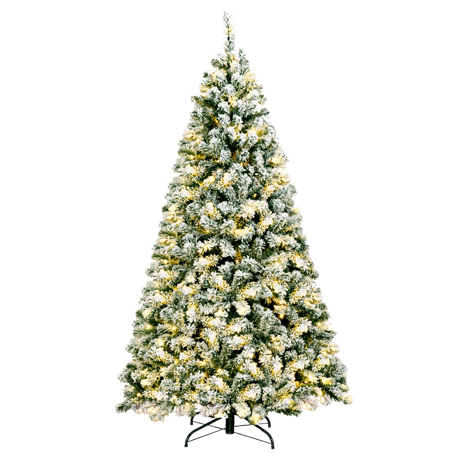 COSTWAY Künstlicher Weihnachtsbaum, 183cm, 928 Spitzen mit Schnee, 250 LEDs