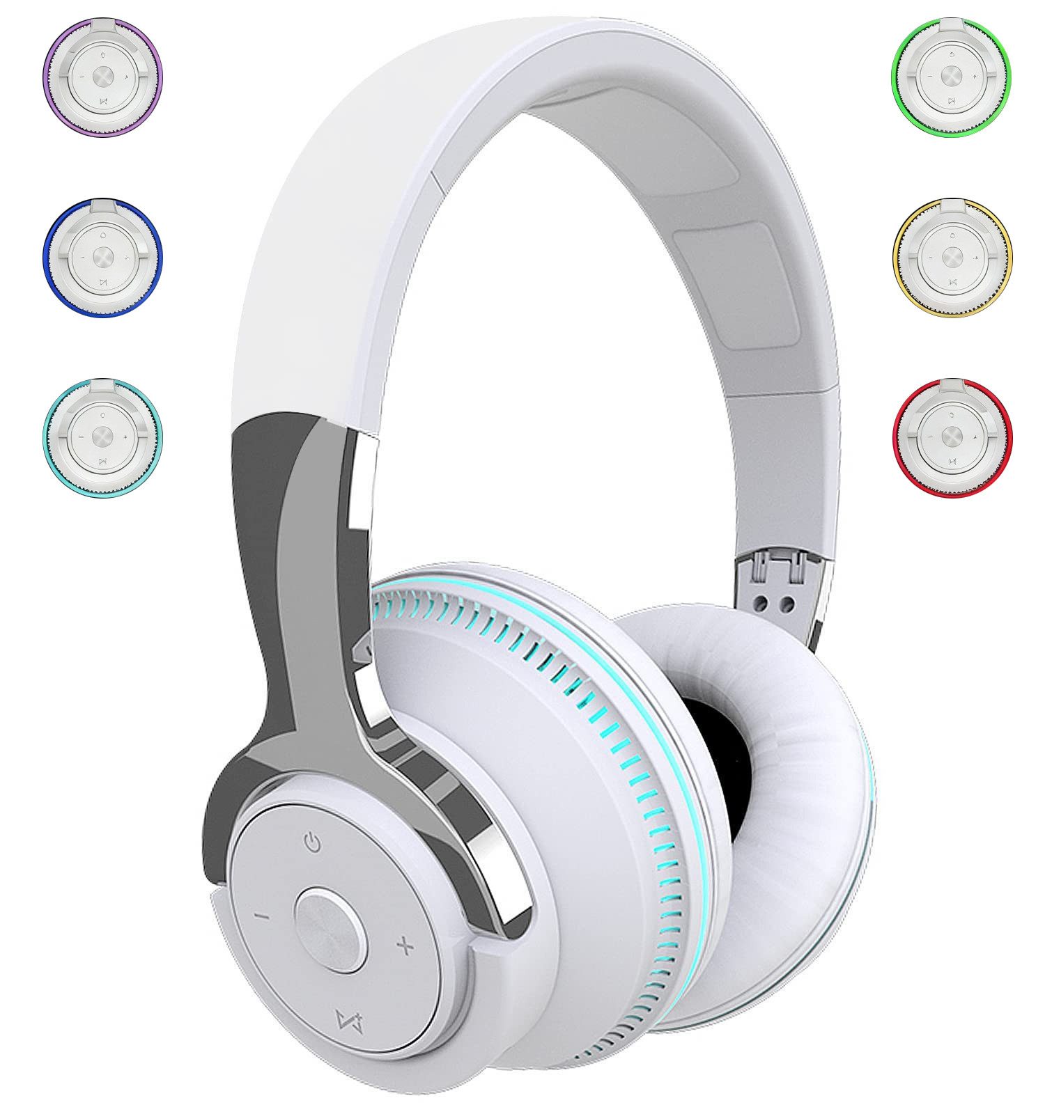 MOPUEA Kabellose Over-Ear Bluetooth Kopfhörer Akku, Faltbar, LED-Lichteffekte Bluetooth-Kopfhörer (Bluetooth, Kabelgebunden & Kabellos LED-Lichteffekte im Rhythmus der Musik)