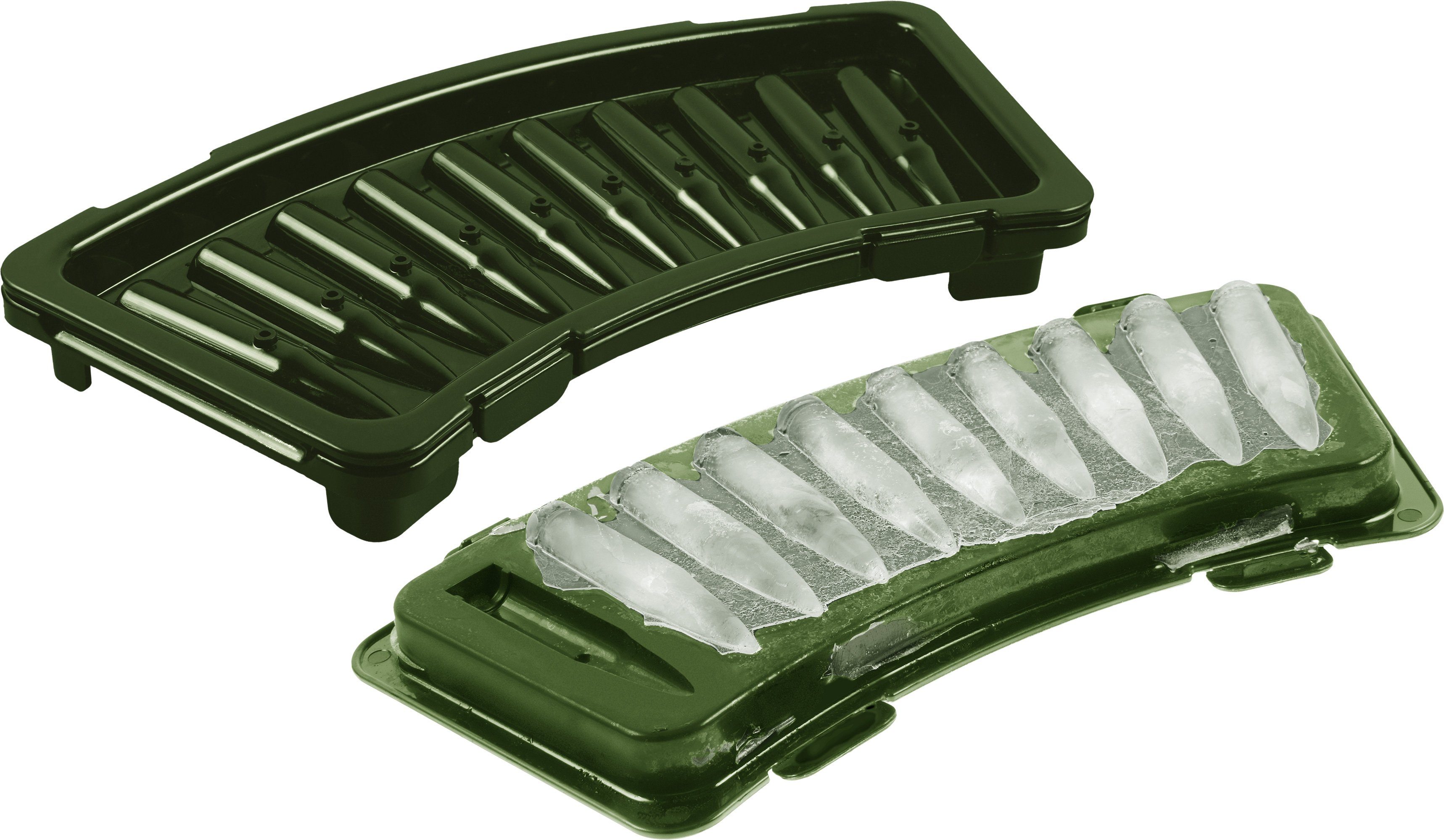 SHIBBY Eiswürfelform Eiswürfelform Patrone - 10 Fächer für Eiswürfel mit Deckel Grün | Eiswürfelformen