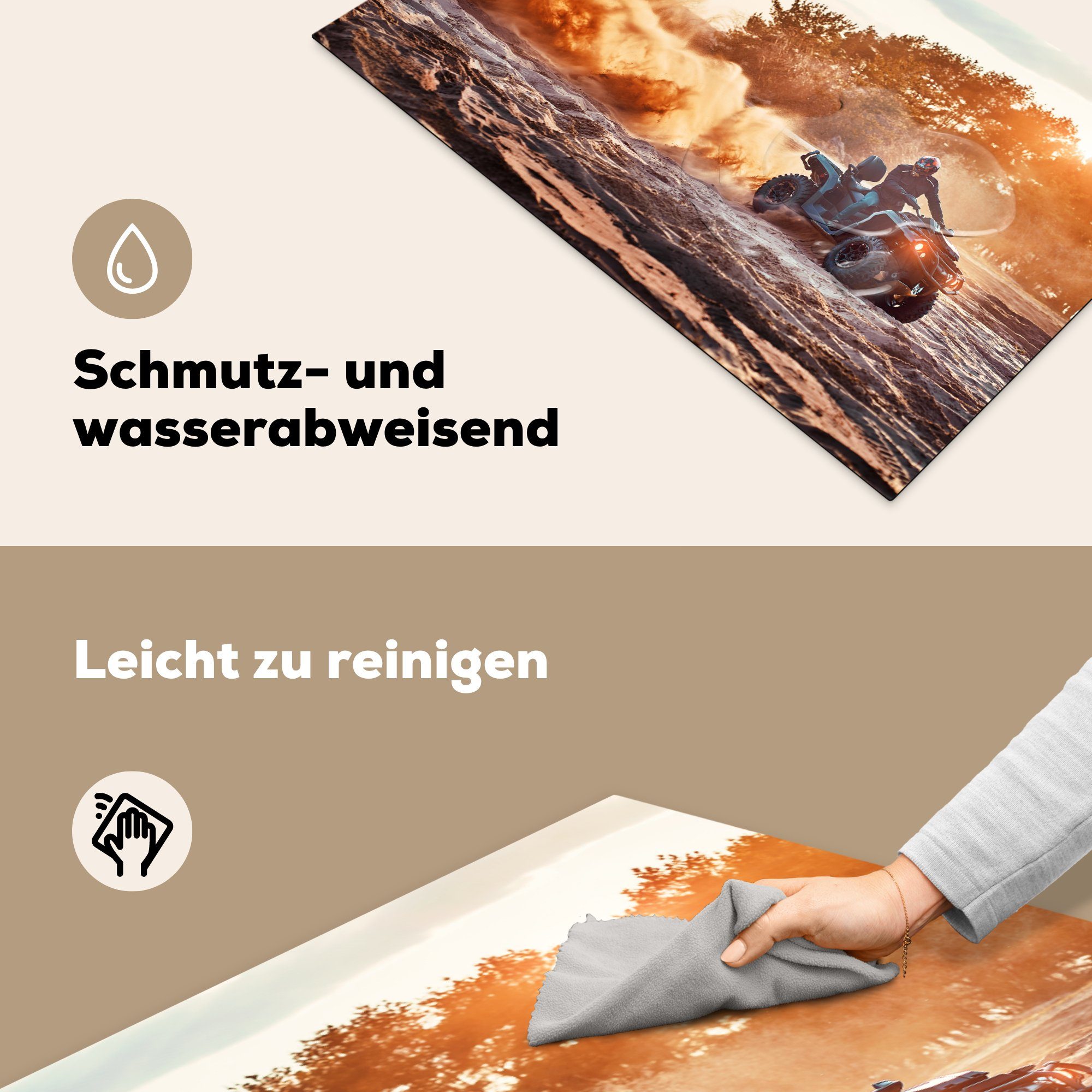 für Sonne, 83x51 cm, Quad Herdblende-/Abdeckplatte (1 küche Arbeitsplatte tlg), Rennen - - MuchoWow Vinyl, Ceranfeldabdeckung,