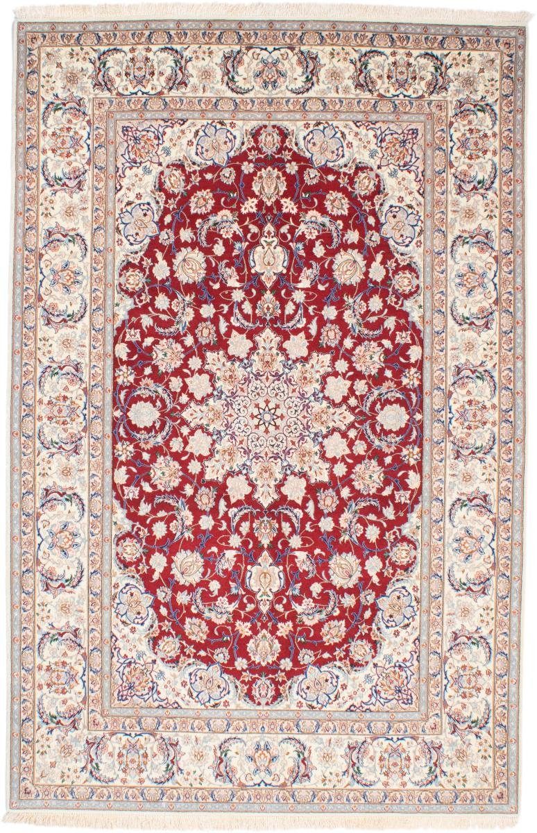 Orientteppich Isfahan Seidenkette 158x244 Handgeknüpfter Orientteppich, Nain Trading, rechteckig, Höhe: 6 mm
