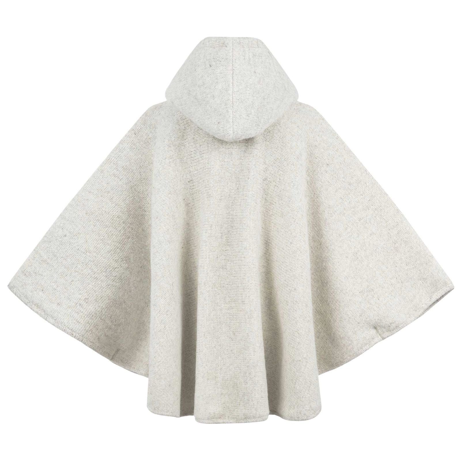 KUNST UND MAGIE Strickcape Strick Poncho+Kapuze Umhang Cape Strickjacke Wolle Jacke Winter Mantel