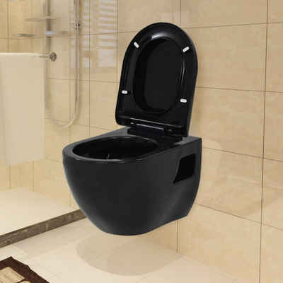 vidaXL Tiefspül-WC »Wand-WC Keramik Schwarz«